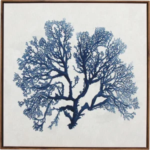 Framed Canvas White & Blue Coral