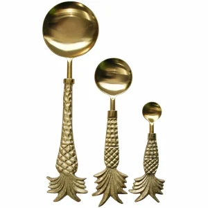 Set of 3 Gold Pineapple Design Serving Spoons