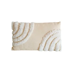 Tufted Semi Rainbow Cushion - White on Natural