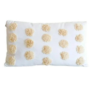 Tufted Spot Cushion - Natural on White