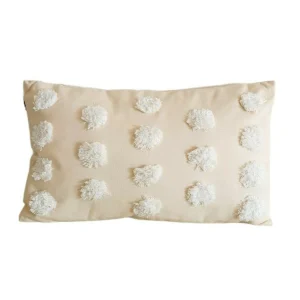 Tufted Spot Cushion - White on Natural