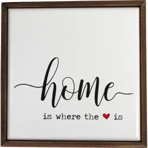 Hanging Wall Plaque Sign "Home Is Where The Heart Is"